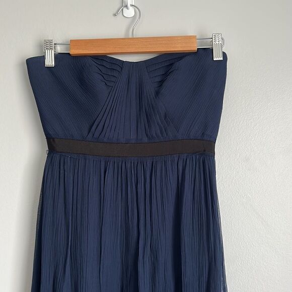BCBGMaxAzria Amber Silk Strapless Maxi Dress in Navy - Picture 5 of 13